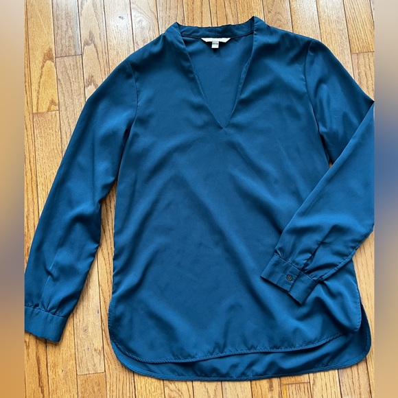 Banana Republic Deep Teal Blue V-Neck Blouse - Picture 6 of 8